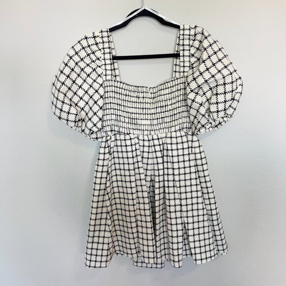 Self Portrait Monochrome Check Mini Dress Size UK10 US6 - Picture 6 of 6